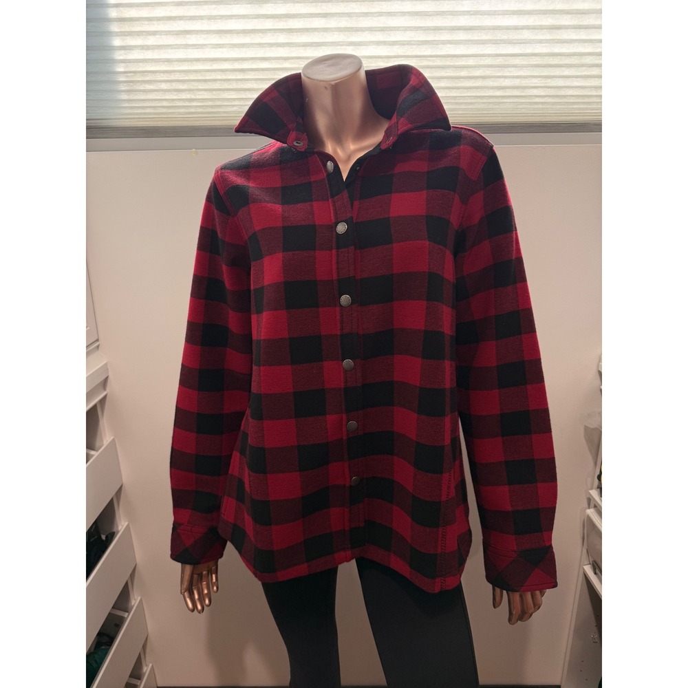 NWT Orvis Pinnacle Fleece Shirt Jacket Womens Red Black Buffalo Plaid Farm/M